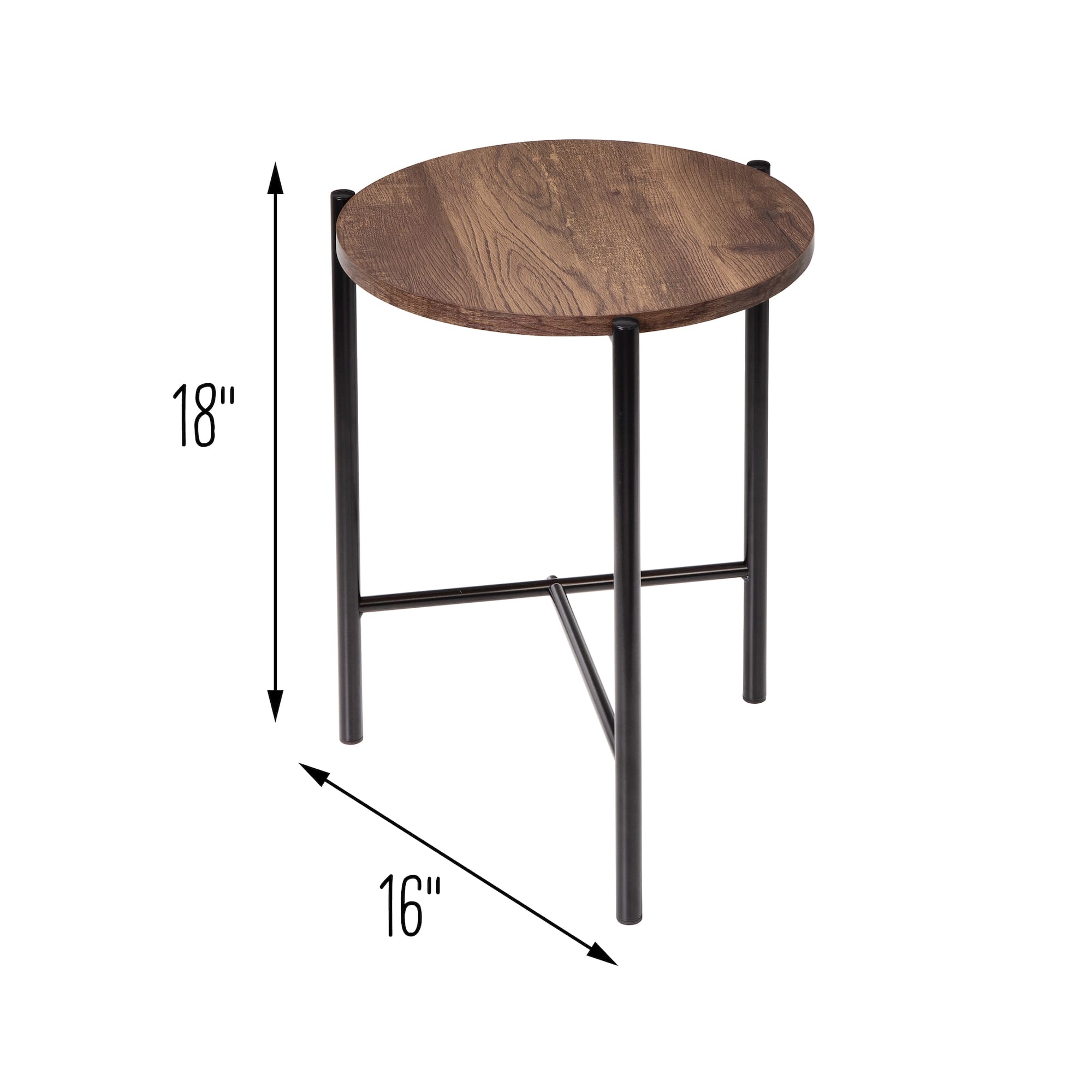 Honey Can Do Natural T-Pattern Base Round Side Table